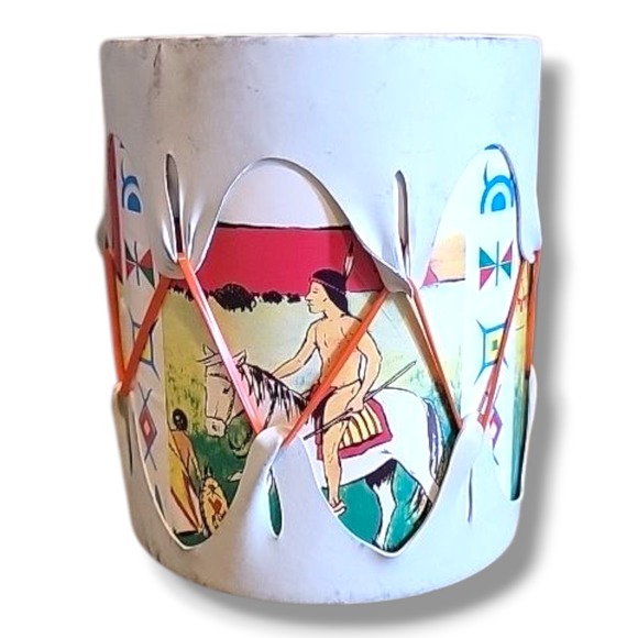 Vintage Native American Toy Drum Cherokee Qual Reservation - Picture 1 of 10